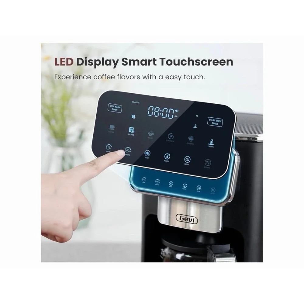 Gevi 12 Cup Programmable Drip Coffee Maker  with Touch Screen, Model DCMAO-READ